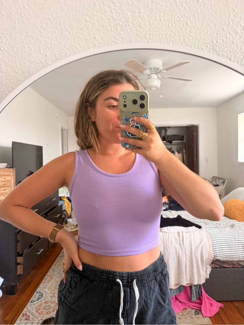 Roxy Lavender Ribbed Crop Tank